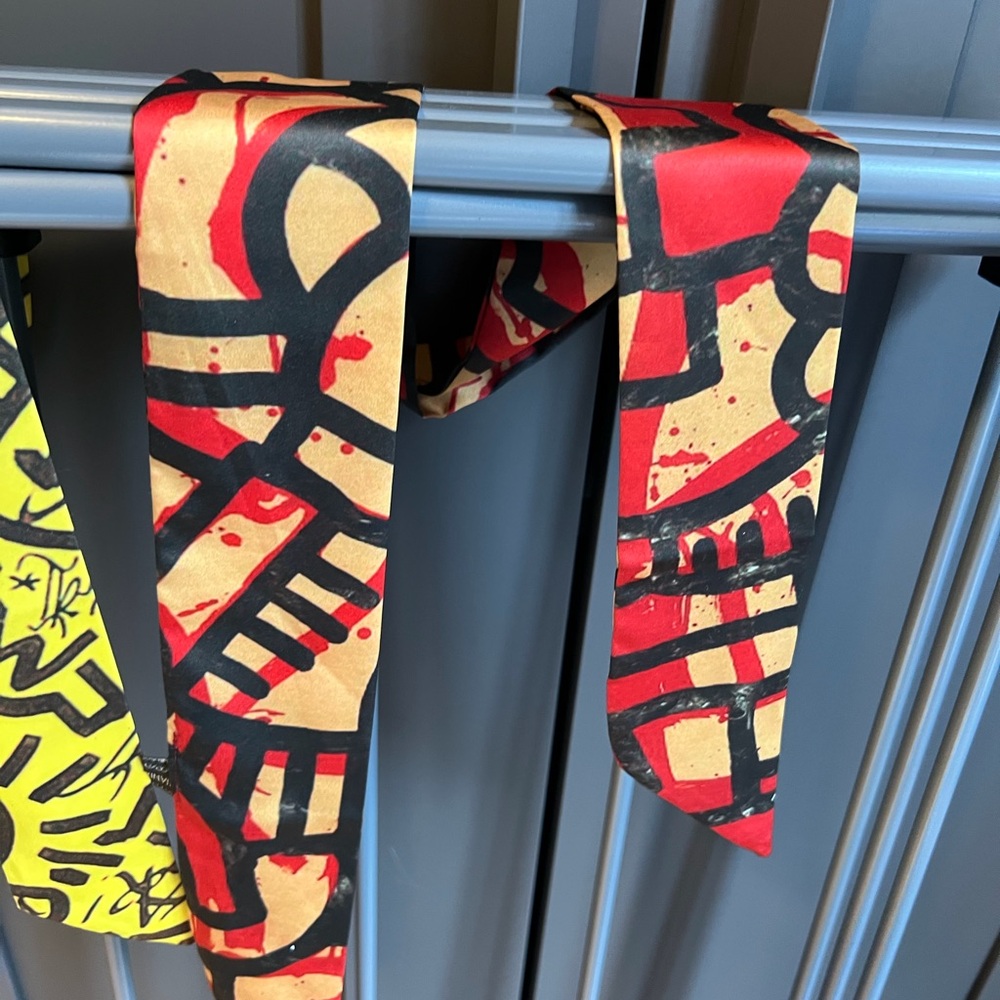 Keith Haring TwoSilky Skinny Tie Scarves